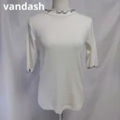 vandash メローフリルリブトップス ホワイト 五分袖 トップス