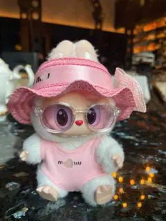 ラブブ ピンクぬいぐるみ服　labubu着せ替え服　　水着3点セットかわいい