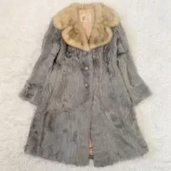 エンバ グレー シルバー ミンクファー コート ビッグカラー ピンク