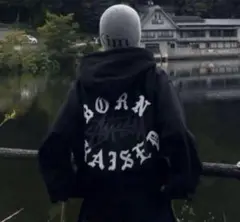 stussy BORN X RAISED LOGO ZIP HOODIE 黒