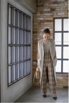 ブルレア チェックセミワイドパンツ