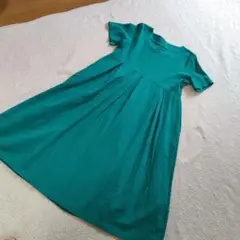 グリーン 半袖 ロングワンピース