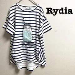 Rydiaリディア　半袖カットソー　ボーダー　ドリンクボトル　メッシュ　レース