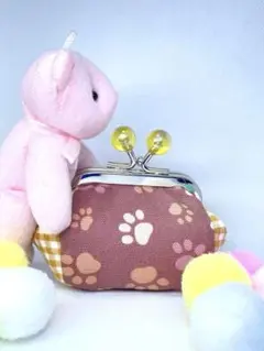 ハンドメイド　肉球柄のミニコインケース