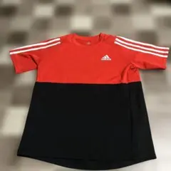 アディダス　キッズ用　ドライシャツ　トレーニングウェア　150 黒&赤