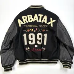 【日本製】 ARBATAX レザーアーム スタジャン 黒 L位 ヴィンテージ