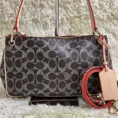 未使用級 コーチ チャーリー ショルダーバッグ 2way レザー ゴールド金具
