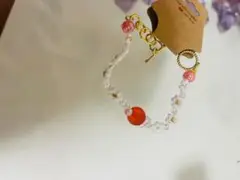 ハンドメイド ブレスレット ホワイト レッド