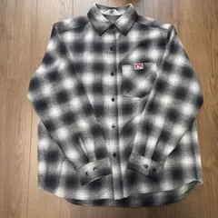 BEN DAVIS ブラック・グレー チェック ネルシャツ L