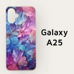 Galaxy A25 5G ブルー ピンク 花 カバー