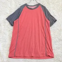 n6739 美品✨スポーツウェア 半袖カットソー L ランニング 薄手 ラグラン