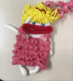 あみぐるみ サコッシュ 可愛い ピンク 蒼眼プリンセスハンドメイド　1点もの