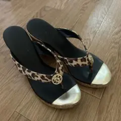 厚底コルクサンダル　トングサンダル　ヒョウ柄　アニマル　L