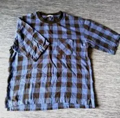 美品★GU★ チェック柄 半袖TシャツS 160