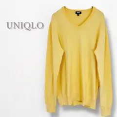 UNIQLO ユニクロ　ウォッシャブルVネックセーター　長袖　薄手　イエロー　M