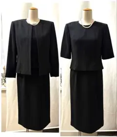 7号　9号　東京ソワール　黒　ブラック　喪服　礼服　フォーマル　ノーカラー