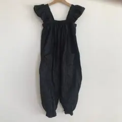 子供服 フリルサロペット 120cm XL ブラック