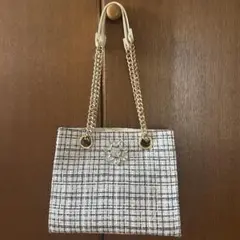 ツイードトートバッグ ビジュー付き