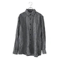 UNIQLO ユニクロ(M)フランネル チェックシャツ/オフホワイト × 黒