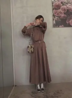 BALLOON SLEEVE RIB DRESS
