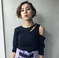 【美品】アメリヴィンテージ SLIP NECK KNIT ブラック F