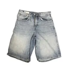 ZARA バギーフィットバミューダデニムパンツ ライトブルー