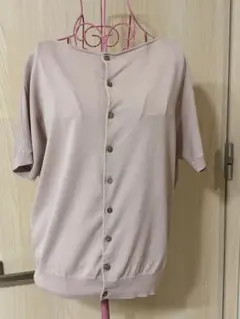 J.PRESS　 半袖カーディガン　ニット　ピンク　Lサイズ　春夏