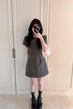 フロントボタンワンピース 韓国