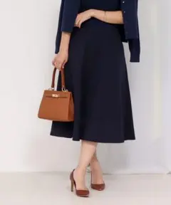 新品タグ付き　25SS　ノーリーズ　エアボールフレアスカート　ネイビー　無地