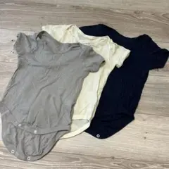 肌着 90 ロンパース 半袖 ワッフル 薄手3枚セット 男の子 ホワイト