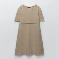 未使用！　ZARA 半袖　ミニワンピース　ベージュ