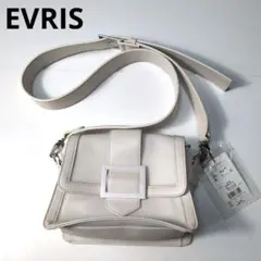 新品　EVRIS ホワイト フラップ付き　クリアーショルダーバッグ