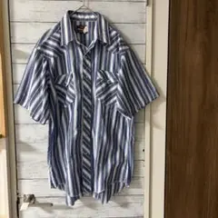 Wranglerラングラー シャドーストライプ 半袖 ウェスタンシャツ古着屋購入
