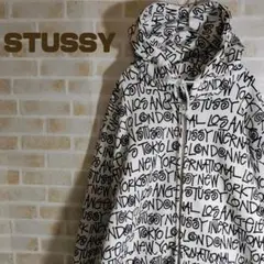 STUSSY ステューシー パーカー 総柄 白 ショーン フォント