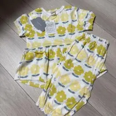 新品未使用　80 フタフタ　花　半袖　綿100 パジャマ　バースデイ　ベビー