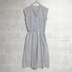 【PREFERIR】ストライプロングワンピース（40）ノースリーブ 爽やか