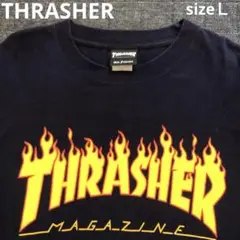 スラッシャー　ファイヤーロゴ　THRASHER ロンT ネイビー