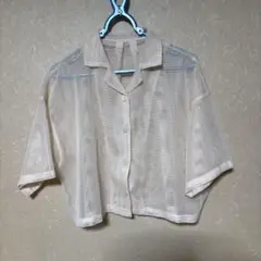 ベージュ メッシュ 半袖シャツ