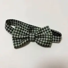 ザラZARA MAN緑×白チェック柄 ボウタイ 蝶ネクタイ