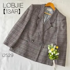 テーラージャケット　ダブルボタン　ウール混　チェック　LOBJIE【13AR】