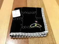 新品ère du Mignon 刺繍入りハンカチ 黒