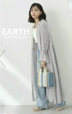 アースミュージックアンドエコロジー　ロングシャツワンピース　フリーサイズ