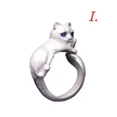 シルバー リング 指輪 サファイア 猫 かわいい おしゃれ フリーサイズ