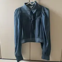MOUSSY 青 クロップドシャツ パフスリーブ