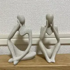 抽象的な人型彫刻 ベージュ系 韓国インテリア 2点セット
