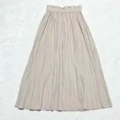 シューラルー ロングスカート プリーツ L 大きいサイズ ライトベージュ