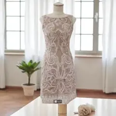 未使用級　ANAYI/アナイチュール刺繍 ワンピース 38 M相当　ベージュ系