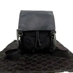 【希少】GUCCI グッチ リュック パックパック レザー ナイロン 黒