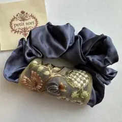 【2点ご購入で1000円】インド刺繍リボンシュシュ No.614