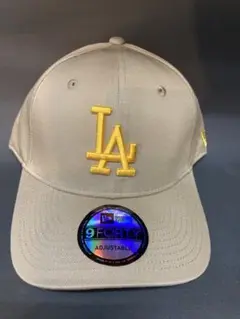 New Era LAロゴBeige色Yellow刺繍男女用フリーサイズ